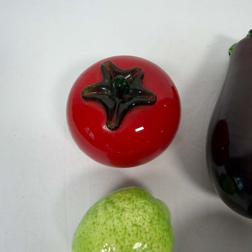 Vintage Murano Style Hand Blown Art Glass Fruit and Vegetables - Set of 6 - Picture 2 of 7